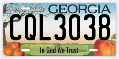GA license plate CQL3038