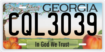 GA license plate CQL3039