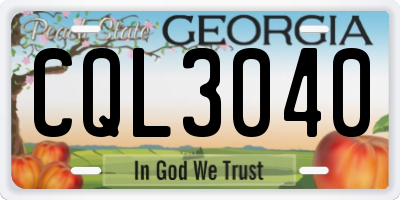 GA license plate CQL3040