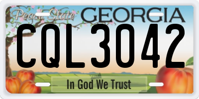 GA license plate CQL3042