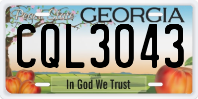 GA license plate CQL3043