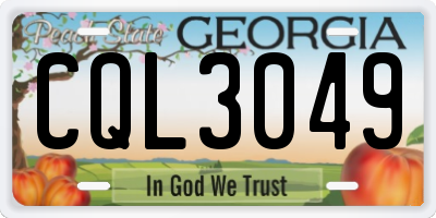 GA license plate CQL3049