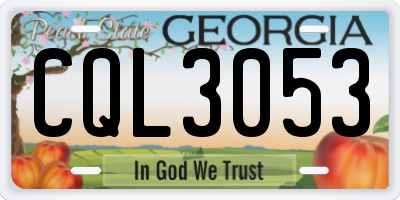 GA license plate CQL3053