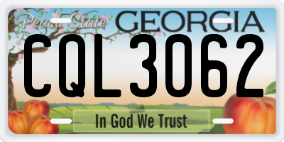 GA license plate CQL3062