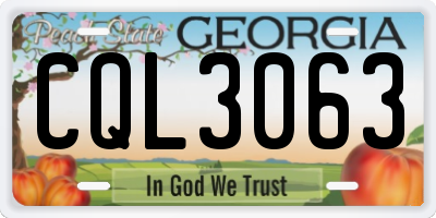 GA license plate CQL3063
