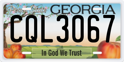 GA license plate CQL3067