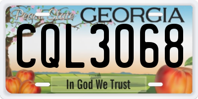 GA license plate CQL3068