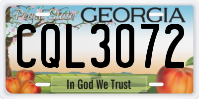GA license plate CQL3072