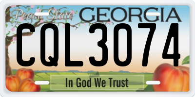GA license plate CQL3074