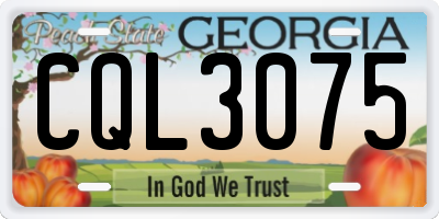 GA license plate CQL3075