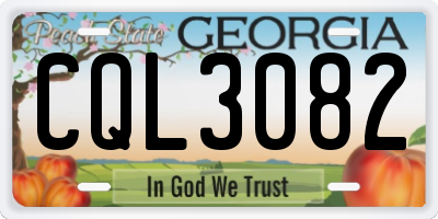 GA license plate CQL3082