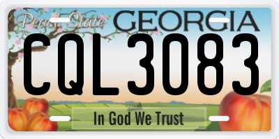 GA license plate CQL3083