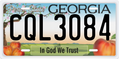 GA license plate CQL3084