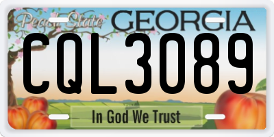 GA license plate CQL3089