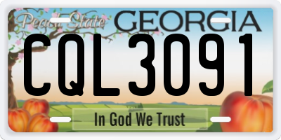 GA license plate CQL3091