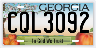 GA license plate CQL3092