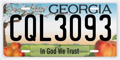 GA license plate CQL3093