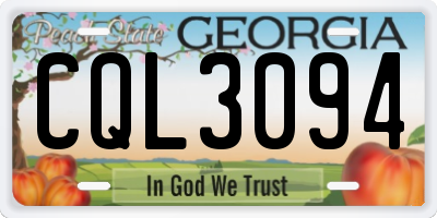 GA license plate CQL3094