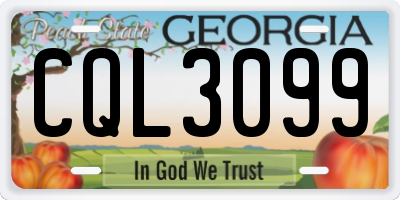 GA license plate CQL3099
