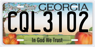 GA license plate CQL3102