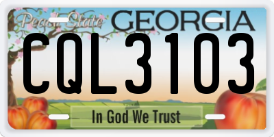 GA license plate CQL3103
