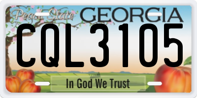 GA license plate CQL3105
