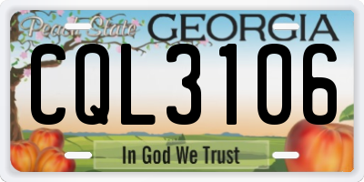 GA license plate CQL3106