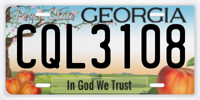 GA license plate CQL3108