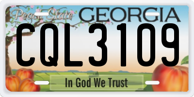 GA license plate CQL3109