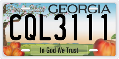 GA license plate CQL3111