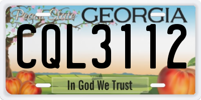 GA license plate CQL3112