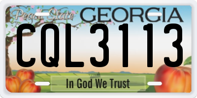 GA license plate CQL3113