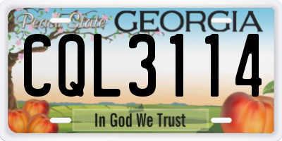GA license plate CQL3114
