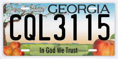 GA license plate CQL3115