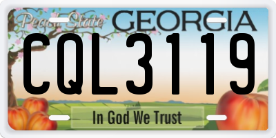 GA license plate CQL3119