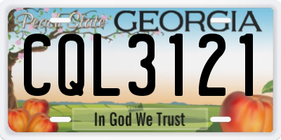 GA license plate CQL3121