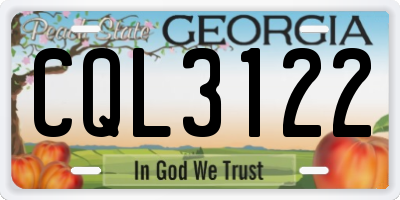 GA license plate CQL3122