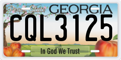 GA license plate CQL3125