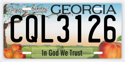 GA license plate CQL3126
