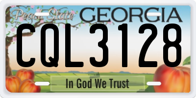 GA license plate CQL3128