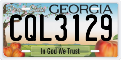 GA license plate CQL3129