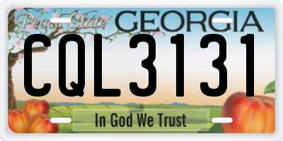 GA license plate CQL3131