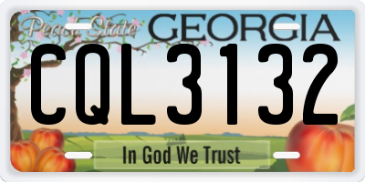 GA license plate CQL3132
