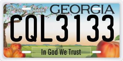 GA license plate CQL3133