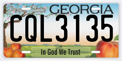GA license plate CQL3135
