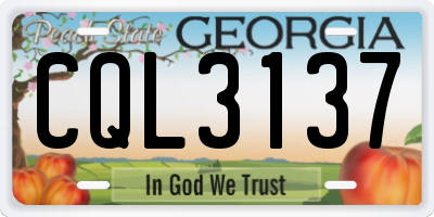 GA license plate CQL3137