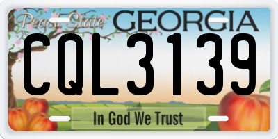 GA license plate CQL3139