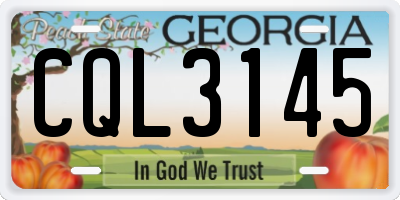 GA license plate CQL3145