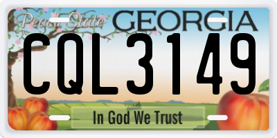 GA license plate CQL3149