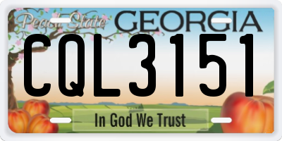 GA license plate CQL3151